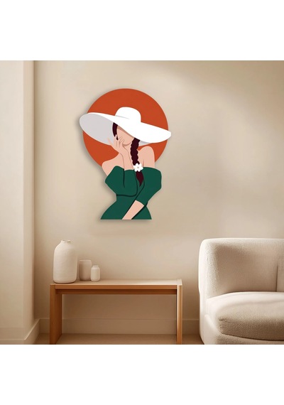 Beyaz Şapkalı Kadın - Metal Tablo - Dec0122 46 X 65 Cm Çok Renkli