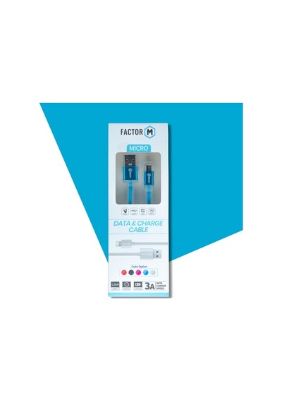 Factor-M Mıcro Data Kablo 3A 1.20M Mavi Fm-3A120Mm