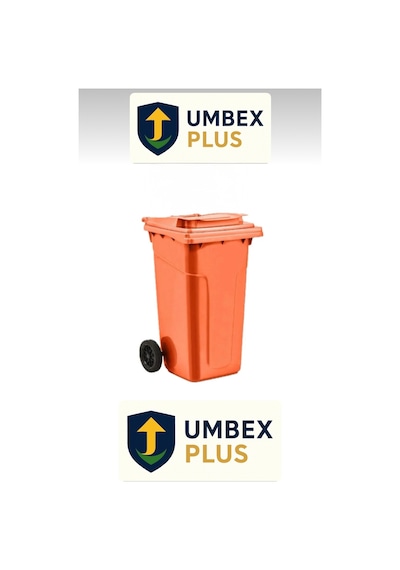 Umbex Tıbbı Atık Plastik Çöp Konteyneri 120 Litre Konteyner - A Isıya Karşı Dayanıklı- Turuncu