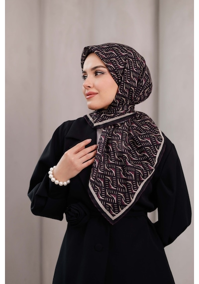 Mimiyum D S Model Soft Eşarp Siyah Mürdüm Çok Renkli