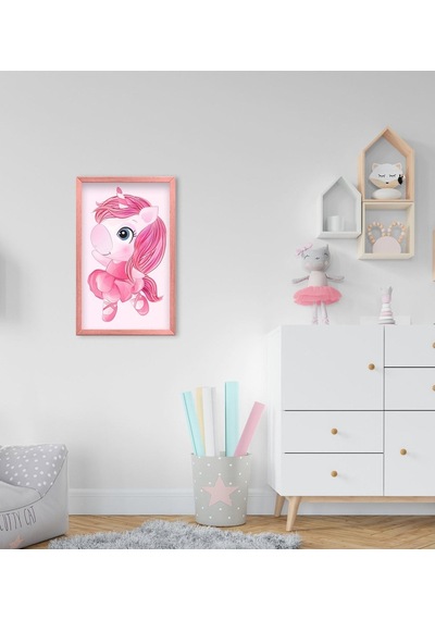 Bk Home Unicorn Tasarımlı Dekoratif Pembe Ahşap Çerçeveli Çocuk O (495494000)