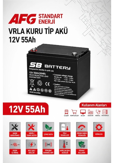 Sb Battery 12v 55ah Bakımsız Kuru Akü