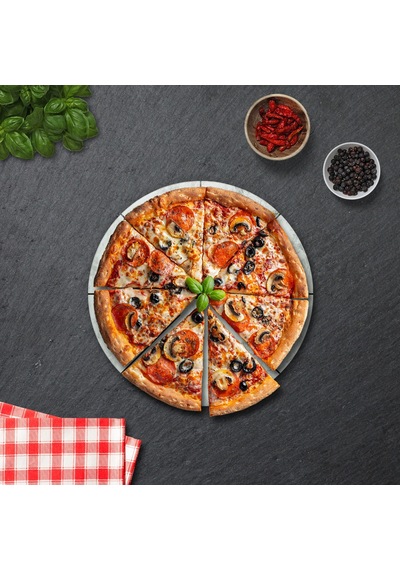 Decorita Mottolu Pizza Servis Tabağı|Taş Görünüm|Çap 32 CM