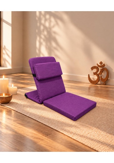 Meditasyon Sandalyesi İlave Yastıklı Backjack Xl Yoga, Nefes, Meditasyon Sandalyesi Duck Kumaş Mor