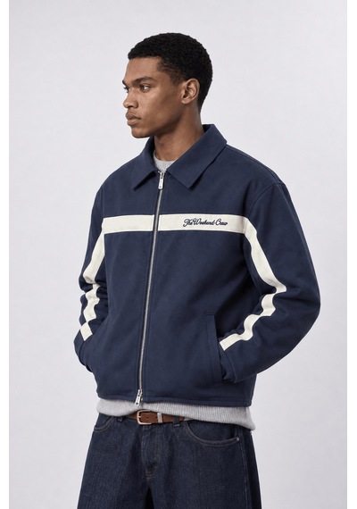 Respire Erkek Crew Nakış Detaylı Oversize Ceket Lacivert