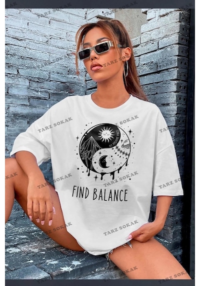 Yin & Yang Tasarım Unisex Beyaz
