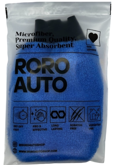 Roro Auto Vezüv Premium Mikrofiber Araç Yıkama Ve Cila Eldiveni Mavi