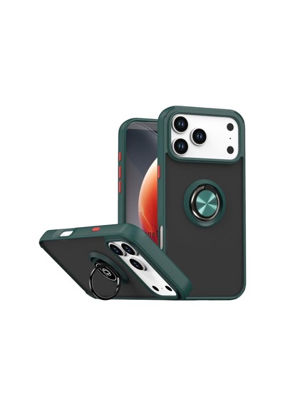 Apple iPhone Uyumlu 17 Pro Max Montreal Yüzüklü Silikon Kapak - Yeşil Bzsxx00 1