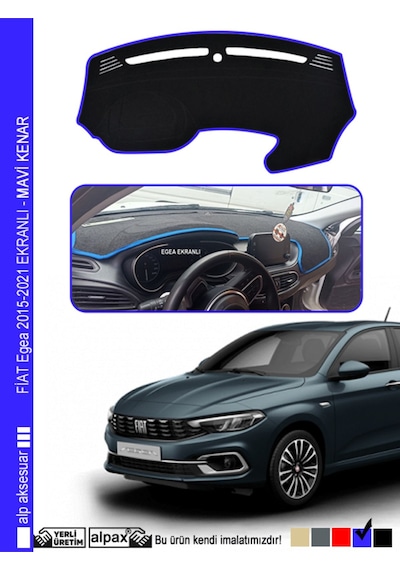 Fiat Egea Ekranlı 2015-2024 Arası Modelle Özel Oto Torpido Koruyucu - Mavi Kenar