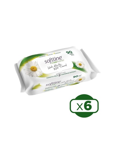 Softline Fresher Sensitive Papatya Özlü Islak Mendil 90'lı 6 Lı