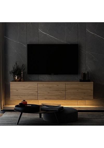 Tv Sehpası Norm Duvara Monte Atlantikçam Led Işıklı 160 Cm