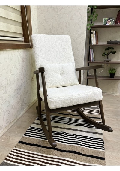Asedia Trend Ceviz Teddy Krem Sallanan Sandalye