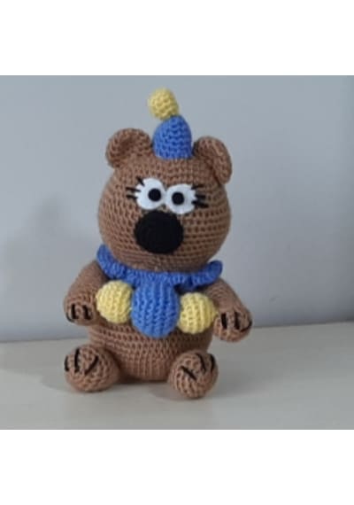 Amigurumi Örgü Oyuncak Ayı Palyaço 24 Cm
