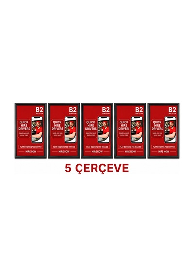 5 Adet B2 50x70 Siyah Alüminyum Çerçeve Açılır Kapanır Gönye Köşe 25mm