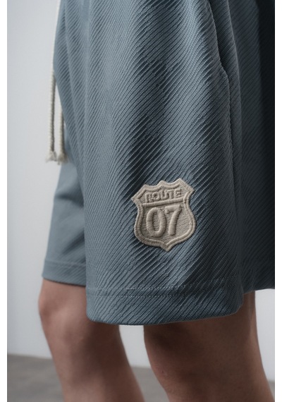 Erkek Route 07 Arma Detaylı Regular Fit T-shirt Şort Takım Gri
