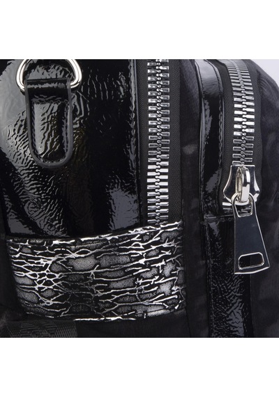 Nas Bag Kadın Dönüştürülebilir Sırt Ve Omuz Çantası Şık Geniş Fermuarlı Çanta 24x31x14 Cm Siyah Simli Çok Renkli