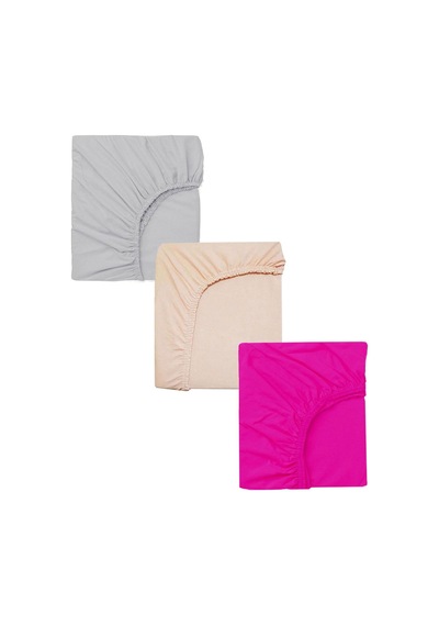 3 Adet Pamuklu Ve Lastikli 60 X 120 Cm Penye Bebek Çarşaf-fuşya-somon