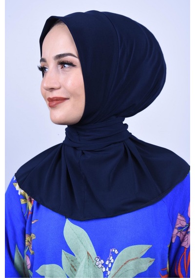 Çıt Çıtlı Bone Tesettür Mayo Üstü Uyumlu Deniz Ve Havuz Bonesi Hijab Lacivert K.lacivert