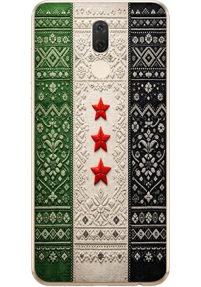 Huawei Mate 10 Lite Uyumlu Suriye Bayrağı Dokuma Baskılı Silikon Kılıf Renkli