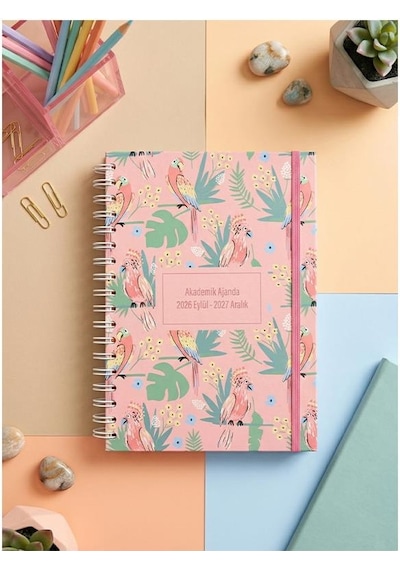 Lizy 2026-2027 Spiralli Akademik Planlayıcı Ajanda 17x24 Cm Tasarım-4 Bej