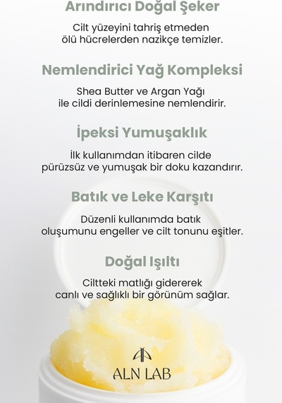 Aln Nab Nemlendirici Ve Arındırıcı Vücut Peeling Scrub Argan Shea Özlü Şeker Peelingi 250 Ml
