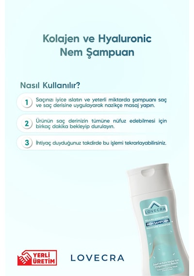 Kolajen Ve Hyaluronic Nem Şampuan Zayıf Kuru Saçlar İçin Dolgunlaştırıcı Bakım Ve Nem 250 Ml Kuru