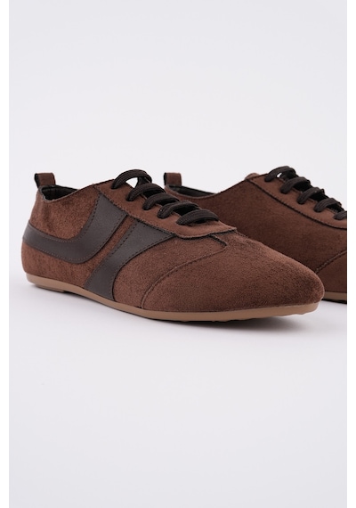 Muggo Vibe Bağcıklı Günlük Kadın Sneaker Spor Ayakkabı Kahverengi