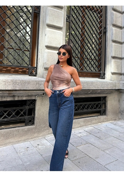 Out Of Standart Kadın Straight Leg Normal Bel Düz Paça Jean Pantolon İndigo