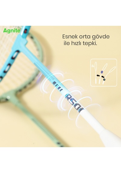 Agnıte Er501 Badminton Raketi Demir Alaşımlı Tekli Paket Mavi/yeşil