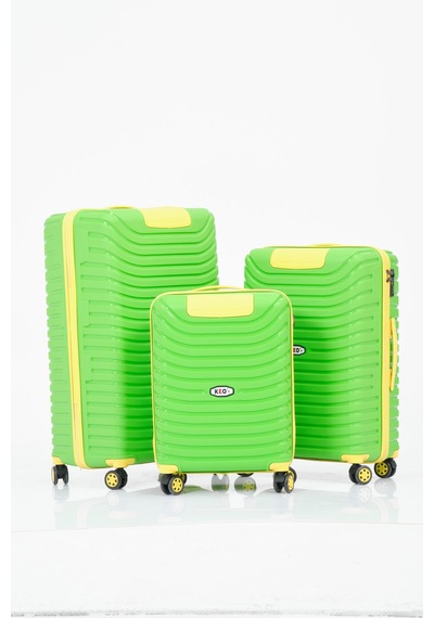 Keo-plus Yeşil-sarı 3 Lü Set Silikon Kırılmaz Pp Valiz Çok Renkli
