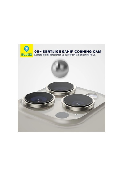 Mr. Gorilla İphone 15 Pro Max Uyumlu Kararmaya Dayanıklı Uygulama Aparatlı Kamera Lens Koruyucu - Gri