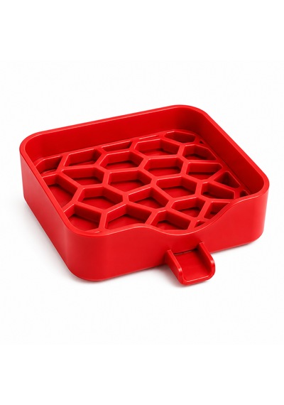 Lavabo Üstü Sünger Ve Sabun Düzenleyici Drenajlı Mutfak Lavabo Organizeri Petek Tasarımlı Kırmızı