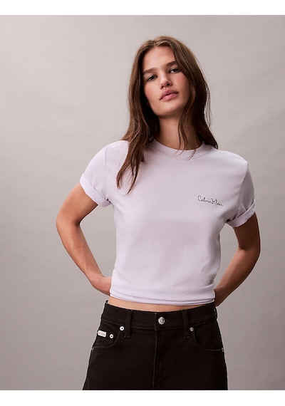 Calvin Klein Kadın Classic Grafik T-shirt-12870 Beyaz