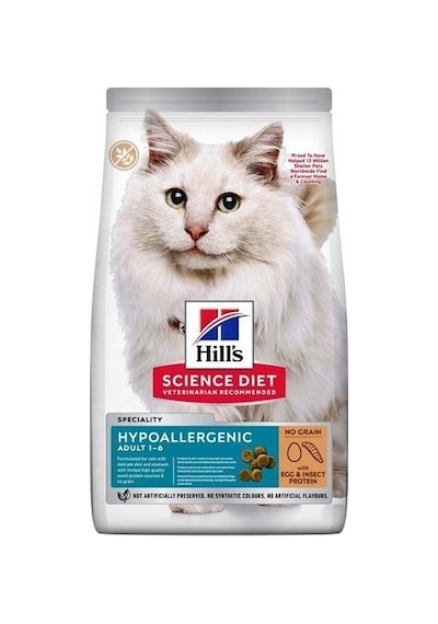 Hill's Hypo-Allergenic Yumurta ve Larva Proteinli Yetişkin Kedi Maması 1500 G