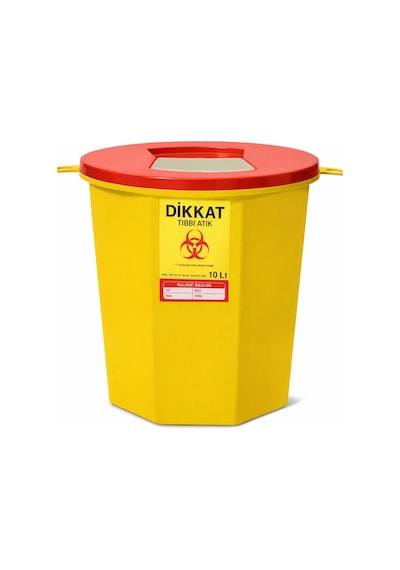 Tıbbi Atık Kovas Sarı, Enfekte Kovası Sarı Renk , Hijyenik Ve Güvenli Kullanım 10 Litre Tüm Adetler Sarı