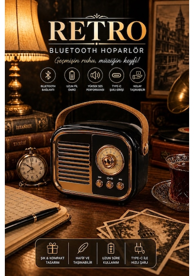 Jasper Jpr-4502 Siyah Klasik Retro Müzik Kutusu Usb-sd Kart- Aux - Bluetooth Destekli
