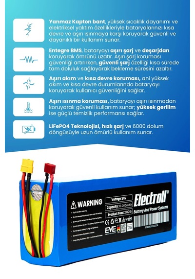 Gorilla G3 Uyumlu Batarya Standart Kapasite 60v 10.000mah Elektrikli Scooter Bataryası Çok Renkli