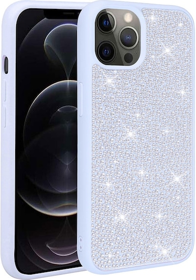 Kilifone - Apple Uyumlu iPhone 13 Pro Max - Kılıf Parlak Taşlı Tasarımlı Ston Kapak - Mavi Açık