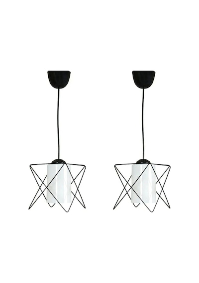 Trend Kitchen 2 Adet Zigzag White Glass One Mutfak, Antre, Koridor, Avize Siyah