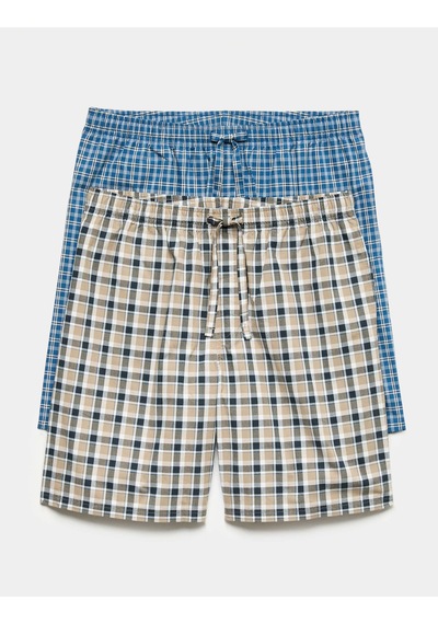 Marks & Spencer 2'li Pijama Şortu T07000076 Mavi Mix