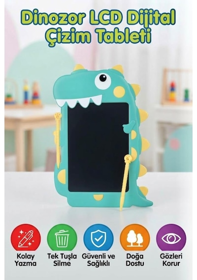 Dinazor Lcd Dijital 8.5 İnç Gelişime Yardımcı Kilitlenebilir Kolay Yazma Oyuncak Çizim Tableti