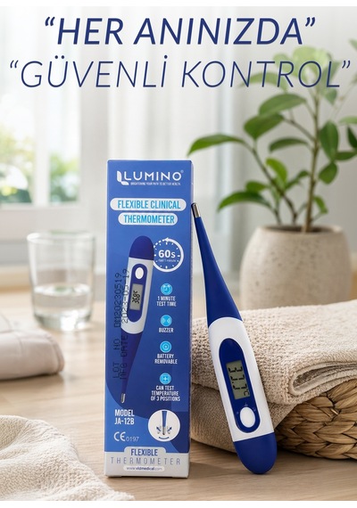 Lumino Esnek Uçlu Dijital Ateş Ölçer 2'li Set - Sesli Uyarı & Hafızalı Termometre - Bebek & Yetişkin