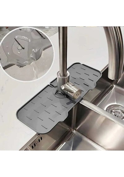 Leon Life Su Tutucu Musluk Matı Mutfak Ve Banyo Için Koruyucu Musluk Ve Lavabo Matı Antrasit Silik Diğer