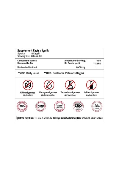 Bentonite 6400 Mg 240 Capsules