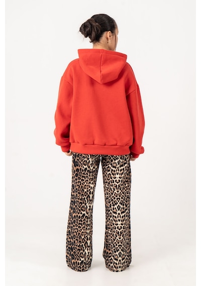 Kız Çocuk Good Luck Baskılı 3 İplik Kışlık Sweatshirt 4543 Kırmızı