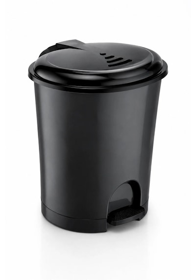 12 Litre Pedallı Çöp Kovası Plastik Kapaklı Banyo Mutfak Ofis Çöp Kutusu Siyah