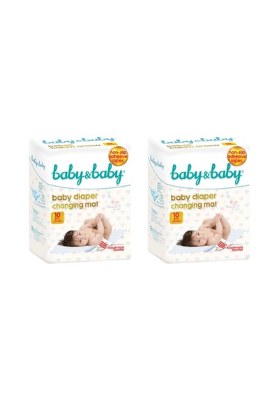 Baby & Baby Kaydırmaz Bantlı Bebek Bakım Örtüsü 60 x 60 CM 2 x 10 Adet