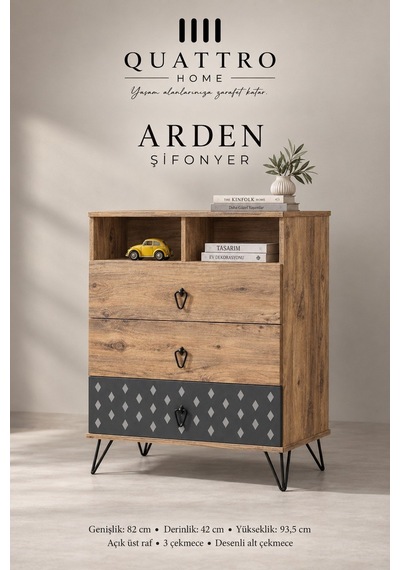 Arden 3 Çekmeceli Şifonyer Ceviz