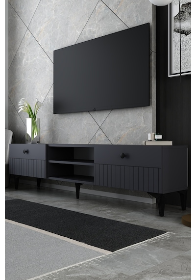 180dhdtsr7a İlay Lazer Desenli Raflı Tv Sehpası Antrasit