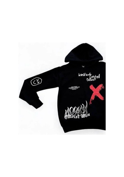Mon Cherry Erkek Çocuk Kapüşonlu Limited Edition Sweatshirt-14684 Siyah